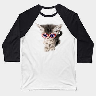 kitten big eyes heart bezel Baseball T-Shirt